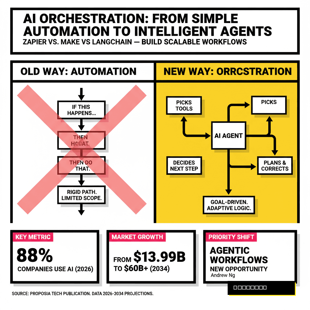 AI Orchestration for Founders: Zapier vs. Make vs. LangChain